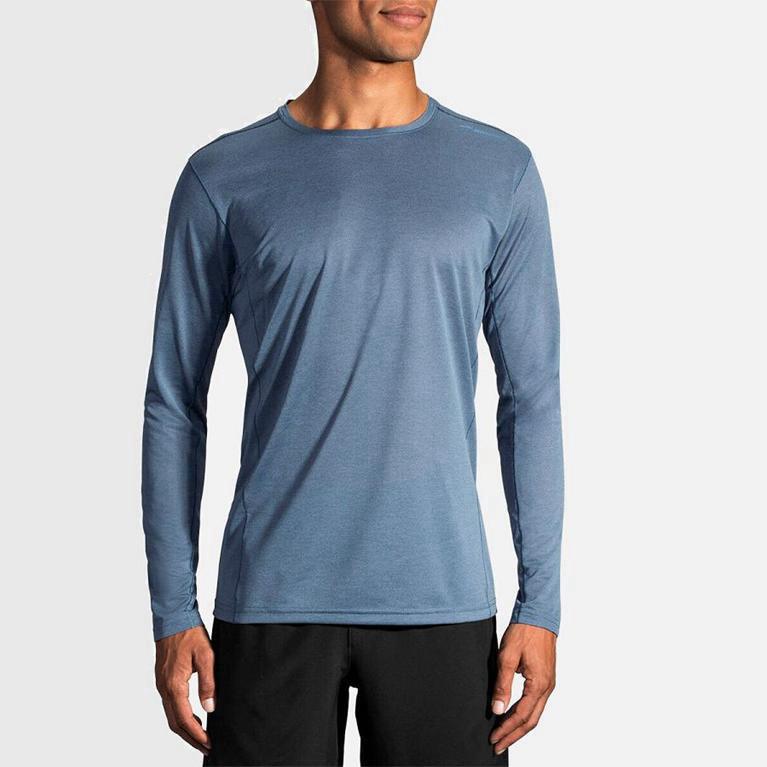 Brooks Ghost NZ - Men's Long Sleeve Running Shirt - Blue (35421-IUHF)